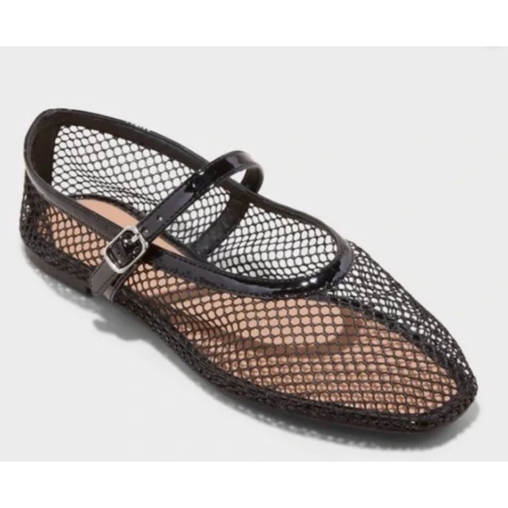 a new day Black Mesh Mary Jane Flats